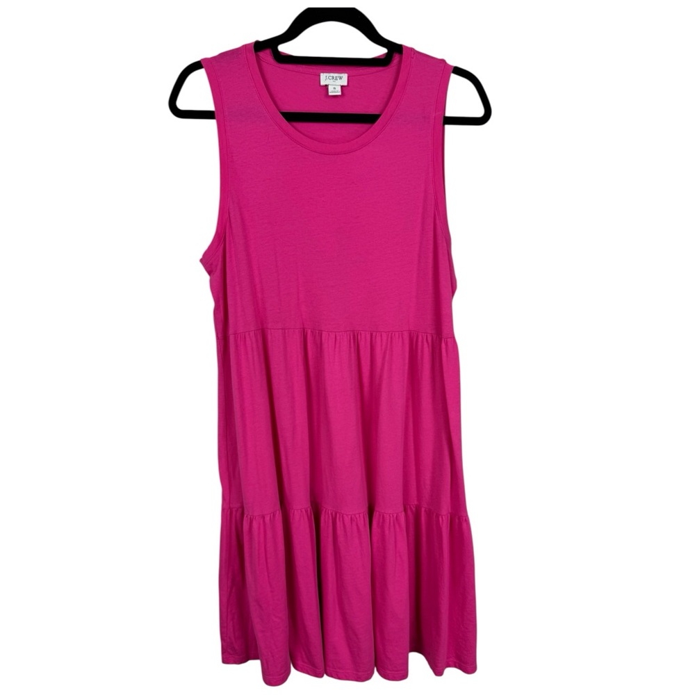 J. Crew Factory bright pink sleeveless tiered dress, size small